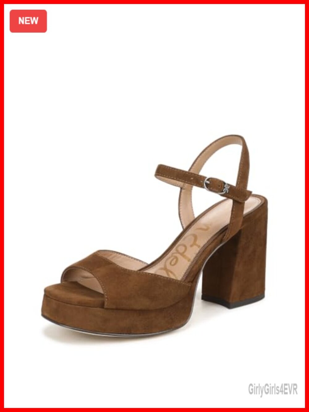 Platform Heeled Sandals Suede Ankle Strap Buckle Dressy